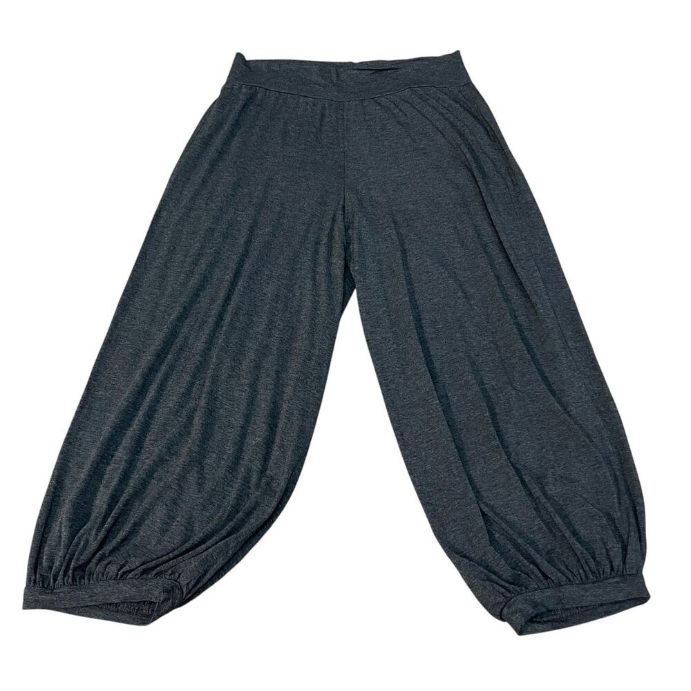 Bryn Walker Cropped Balloon Leg Pants Small Jersey Knit Pull On Lagenlook Gray